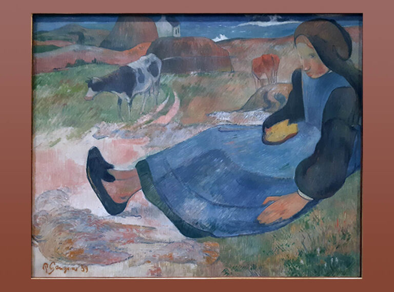 Paul Gauguin, young Breton woman by the beach (1889)